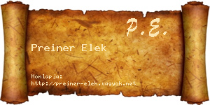 Preiner Elek névjegykártya